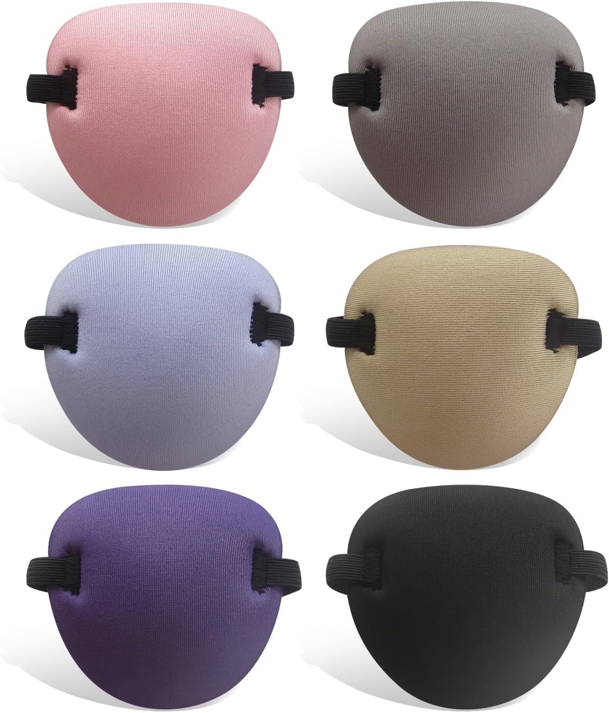 RIKEYO 6 pcs Eye Patch,Medical Eye Patches for Adults and Kids,3D Soft Eyepatch for Left or Right Eye,Adjustable Eye Patch for Lazy Eye, Pink Light Purple Gray Black Nude
