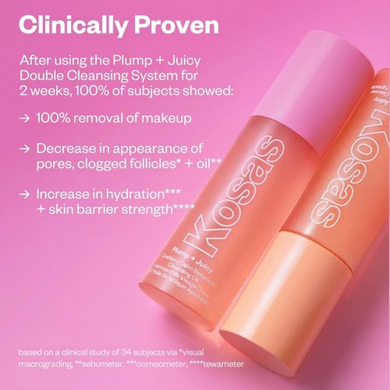 Kosas Plump + Juicy Cushiony Calm Botanical Cleansing Oil – Hydrating Makeup Remover for Sensitive Skin, Non-Greasy Oil Cleanser with Ceramides & Squalane for Soft, Soothed Skin