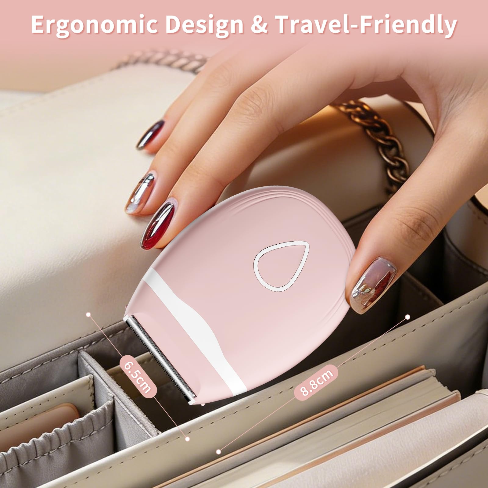 2026 Upgraded Electric Razors for Women - Cordless Portable Foil Shaver & Full Body Trimmer for Bikini Line, Underarms, Legs, Arms & Sensitive Skin - Mini Hair Remover for Home & Travel,Teens (Peach)