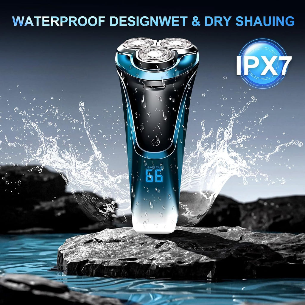 Snapbuy Electric Razor for Men, Snapbuy Electric Razor Pro of Father, 4D Floating Head Rotary Shaver,2026 New Electri c Shaver with LCD Display & Quiet Motor, IPX7 Waterproof (Blue)