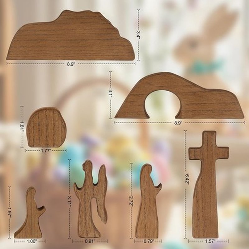 GoClimber Wooden Easter Scene Set - Empty Tomb & Cross Decoration for Religious Home Decor | Christian Gifts