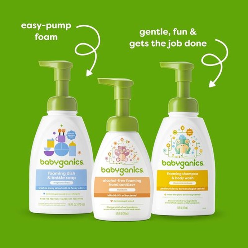 Babyganics Baby Shampoo & Body Wash - Chamomile Verbena, Gentle 16oz Pump Bottle