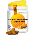 Kojic Acid and Turmeric Cleansing Pads - 100 Pads | Enriched with Ginger Root Oil & Amino Acids | for Face & Body - 100pcs