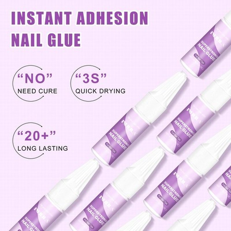 NXJ INFILILA 10PCS Nail Glue for Press on Nails, Super Strong Nail Glue Bulk for Acrylic Nails, Long Lasting Professional Fast Drying Tech Supplies Adhesive 0.10oz