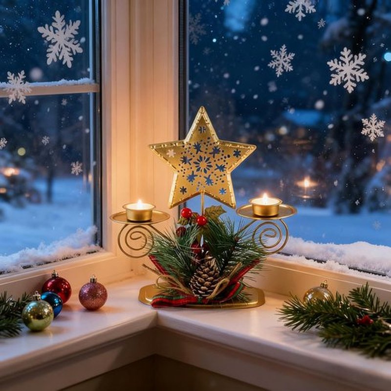 Regine Switzerland Christmas Tea Light Candle Holders - Artificial Berries & Pine Cones | Festive Table Centerpiece