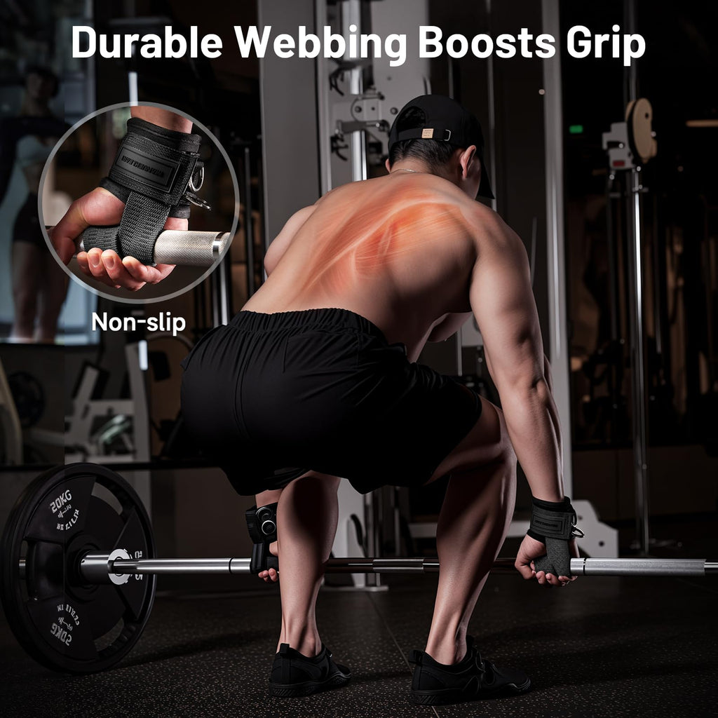 M MANUEKLEAR Wrist Straps for Weightlifting, Gym Lifting Straps with D Rings for Cable Machine,Weight Lifting Wrist Wraps for Men Women Black M(6.3-7.5inch)
