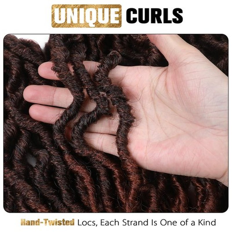 FANCEE Faux Locs Crochet Hair 8 Inches Short Curly Dreadlocks for Black Women Pre Looped Short Wavy Soft Locs Ombre Reddish Brown Crochet Dreads Braiding in Hair Extensions 6 Packs 120 Strands(1B-350)