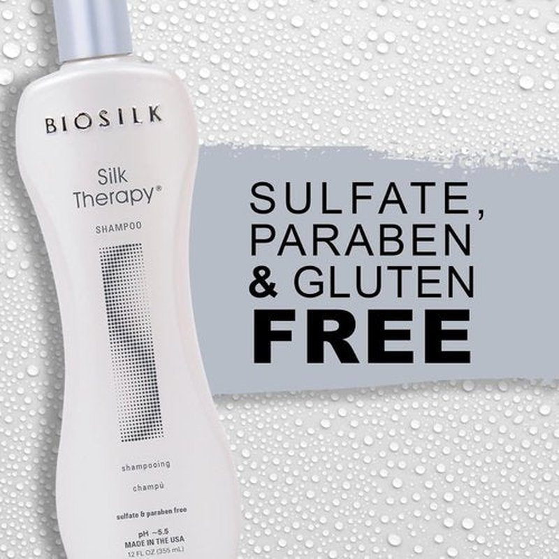 BioSilk Silk Therapy Shampoo - Gentle Hair Cleanser for Healthy, Shiny Hair | 12 Oz, Sulfate & Paraben-Free