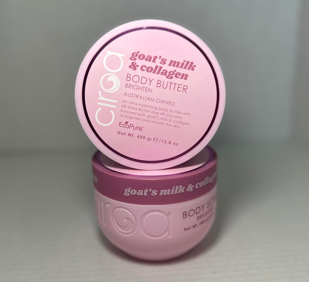 Goats Milk & Collagen Body Scrub & Body Butter To Brighten And Nourish Skin (Duo Set) 21.1 Oz Each