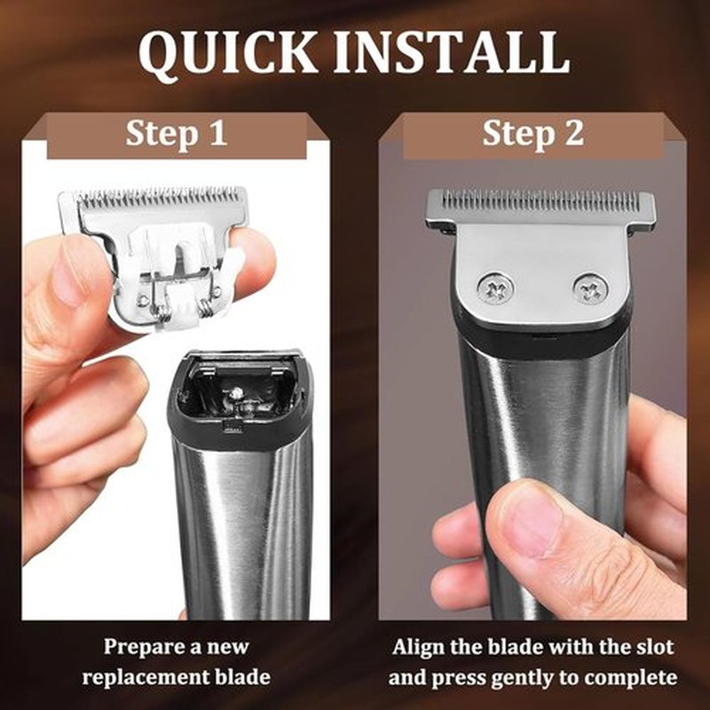 CR8GR8 Detachable T-Blade Replacement Blades - 440C Stainless Steel Precision Cut for Wahl Trimmers | 2 Pack