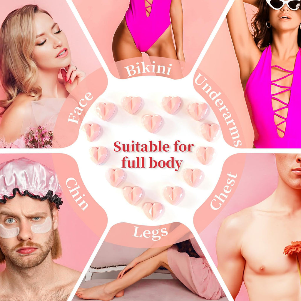 Chulan Heart Hard Wax Beads for Sensitive Skin, 400g Hypoallergenic Unscented Waxing Bead for Coarse Hair Removal, Stripless Wax Beans Pearl for Body, Brazilian, Bikini, Legs, Armpits Women Home Salon