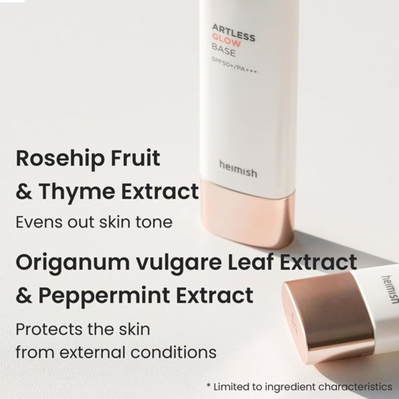 HEIMISH Artless Glow Base - Multipurpose Makeup Primer & Highlighter with SPF 50+ | 1.35fl.oz/40ml