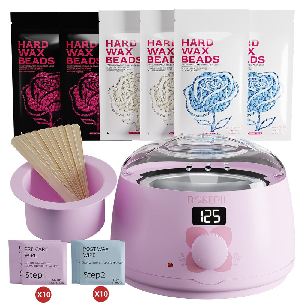 Rosepil Digital Wax Warmer - Waxing Kit for Women&Men 6 Packs Wax Beads
