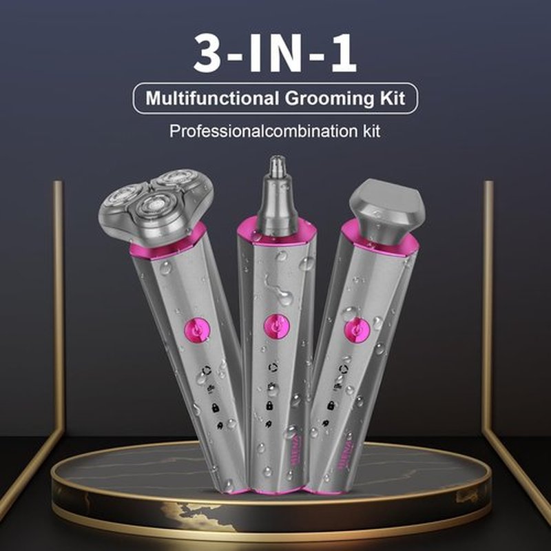 HIENA PRO Beard Trimmer - 3-in-1 Cordless Grooming Tool for Men | Rechargeable Facial, Ear & Nose Clippers