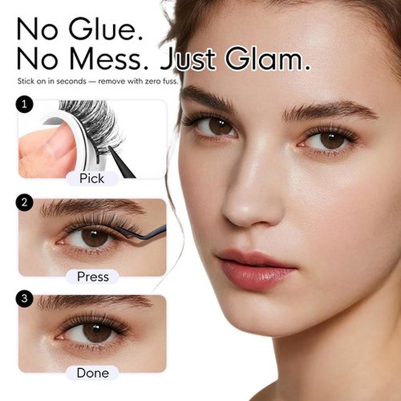 BEYELIAN Self Adhesive Eyelashes Natural Look Pre-glued Lashes No Glue Needed Lashes Cat Eye Lashes Press On Eyelashes Reusable Self Adhesive Lashes 5 Pairs (HX58)