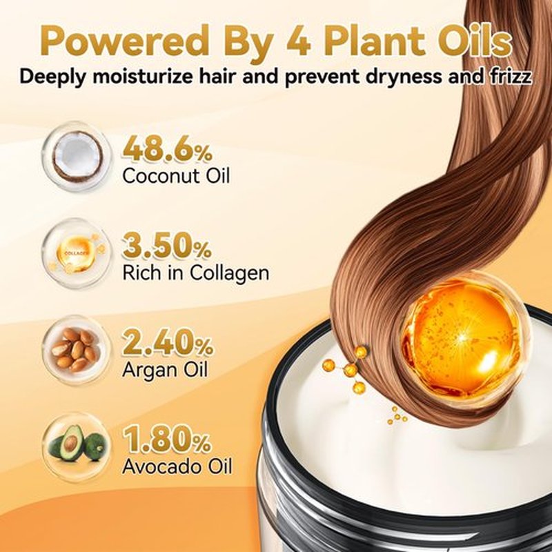 IIIMEIDU Hair Mask for Damaged Hair, Keratin Hair Mask Treatment for Dry Damaged Hair, Deep Repair Conditioning, Coconut Oil Hydrating, No Sulphates, No Parabens (16.9 Fl Oz)