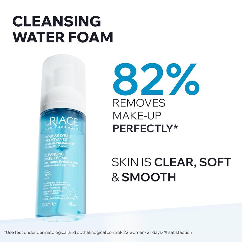 Uriage Face Cleanser - Ultra-Soft Rinse-Off Make-Up Remover with Edelweiss | Soap-Free, Floral Fragrance