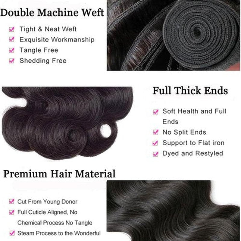 Bundles Human Hair Body Wave Human Hair Bundles 18 20 22 24 Inch Unprocessed Brazilian Virgin Hair Body Wave Bundles Human Hair 4 Bundle Human Hair Extensions Human Hair