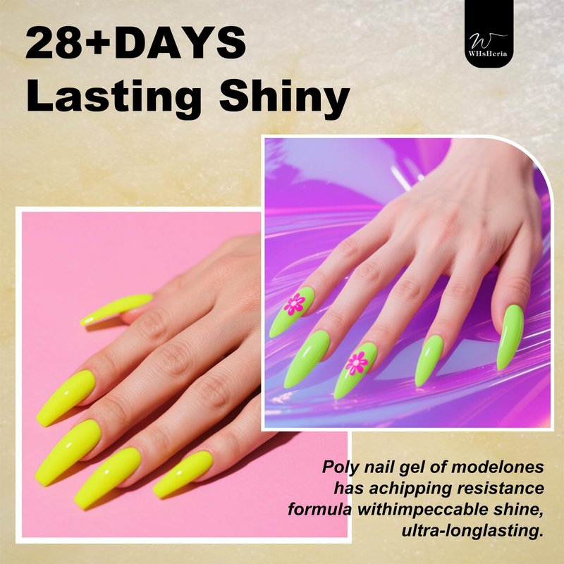 WHsHeria TPO Free Neon Gel Polish Set – 6 Colors 15ML Bright Fluorescent Colors for Party Neon Yellow Green Red Soak Off UV LED Gel Polish Kit for All-Season Nail Art Manicure Salon DIY D for Women