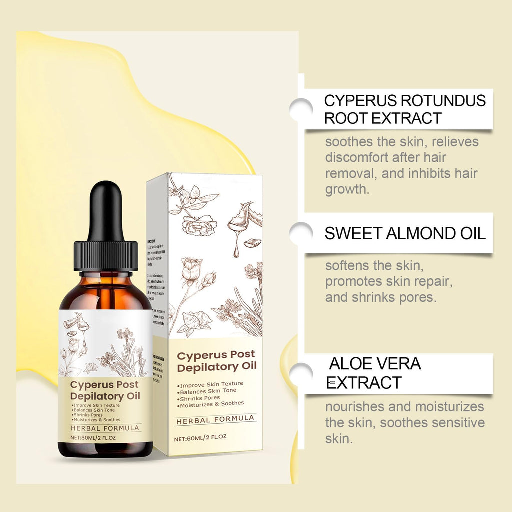 3 Pcs Cyperus Rotundus Oil for Hair Removal, Gentle Nourishing, Soothing Smooth Delicate Skin, Hair Removal Care Essential Oil.