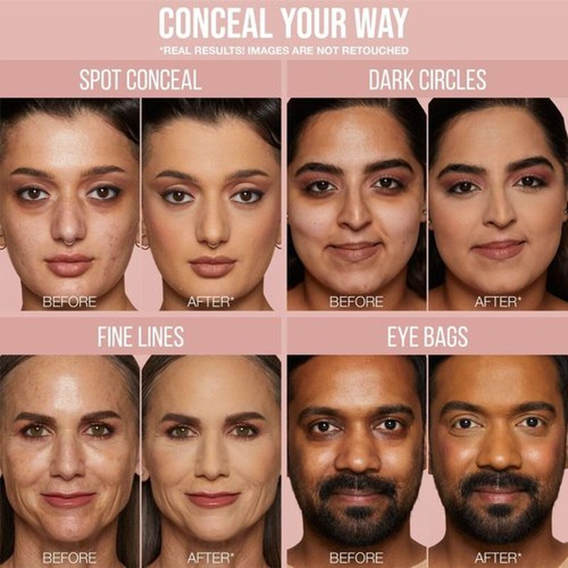 HUDA BEAUTY FauxFilter Luminous Matte Concealer - Buildable Coverage, Crease-Proof, Nougat 2.5 Golden
