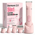Dermave 2.0 Bikini Shaver for Women, 5-in-1 Portable Body Hair Trimmer, Ipx7 Waterproof Wet Dry Use, USB-C Rechargeable, Washable Grooming Kit with Storage Pouch