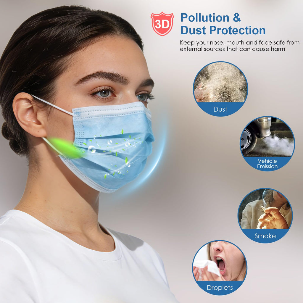 NNPCBT 5 Color Disposable Face Masks 125 Pack,3-Ply Breathable Mask For Adults,Great For Outdoors,Home, Office, School