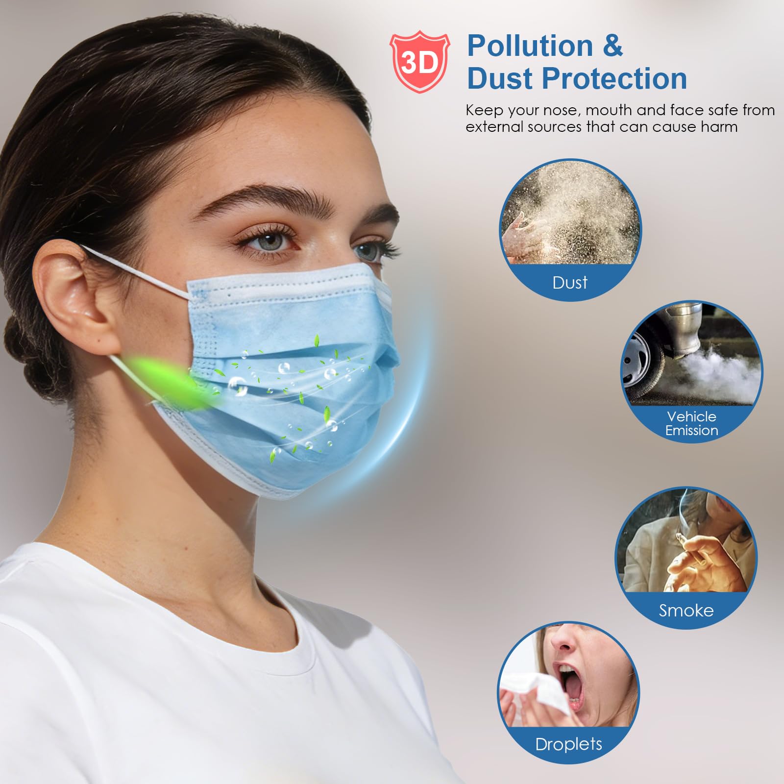 NNPCBT 5 Color Disposable Face Masks 125 Pack,3-Ply Breathable Mask For Adults,Great For Outdoors,Home, Office, School