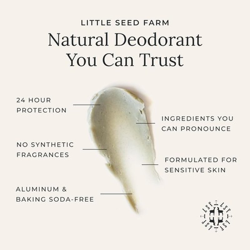 Little Seed Farm All-Natural Deodorant Cream - Cedar Vanilla | Aluminum-Free, 2.4oz (68g) for Men & Women