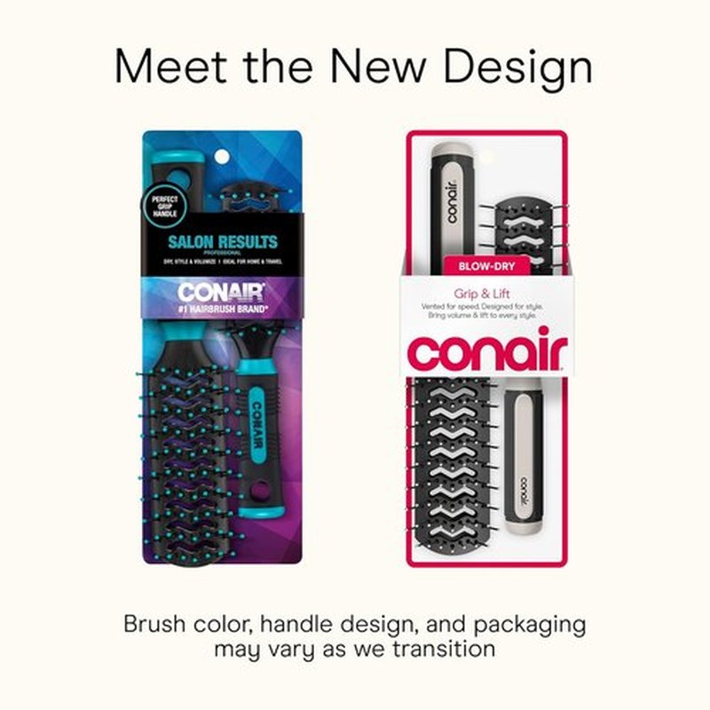 Conair Grip & Lift Vent Hairbrush Set - Full-Size & Mid-Size Nylon Bristle Brushes for Blowout Styling