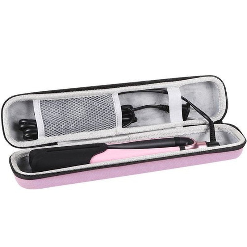 Curling Iron Travel Case, Festwarm Hard Carry Bag for Straightener Curling Irons Styler with Handle, EVA Flat Iron Cases for Vacation(CASE ONLY, Light Pink)
