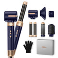 UKLISS Hair Dryer Brush 7 in 1，110000 RPM Hair Dryer with Diffuser for Curly & Twisted Hair Professional Ionic Brush Blow Dryer for Salon-Quality Styling (Blue Gold)