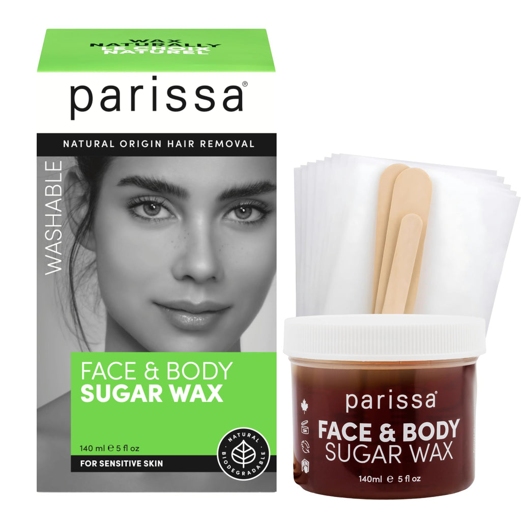 Parissa Chamomile Sugar Wax (Cold Wax), Waxing Kit For Hair Removal, Fabric Strips, Spatulas & After-Care Oil, 5 Fluid Ounce
