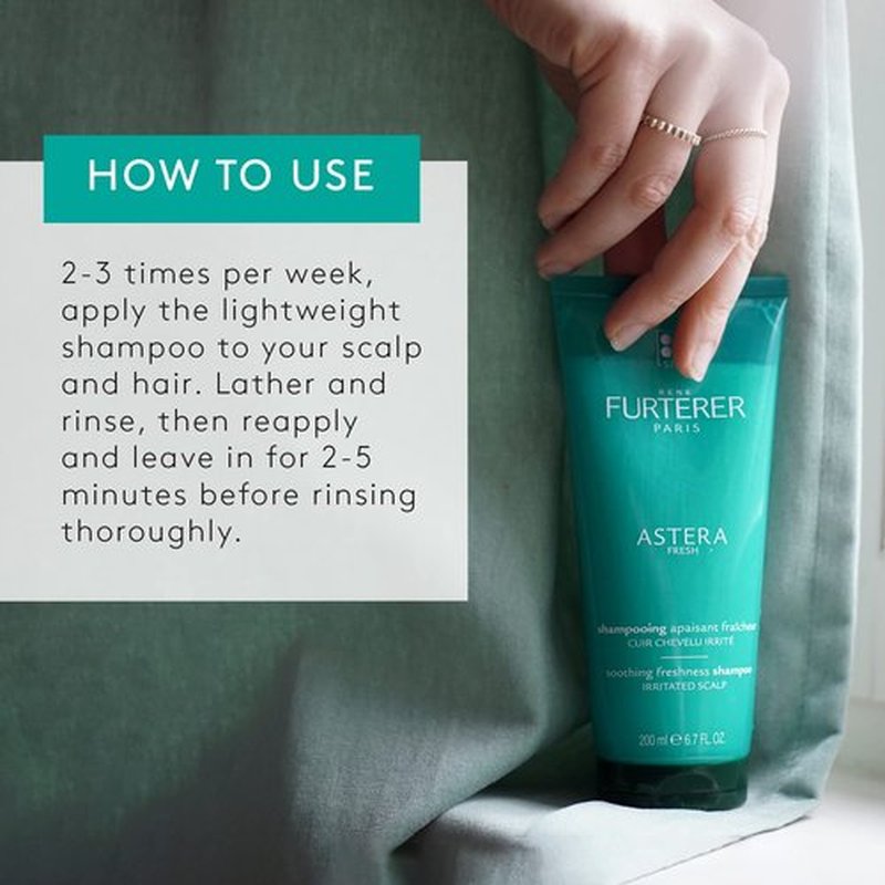 Rene Furterer ASTERA FRESH Shampoo - Soothing Relief for Sensitive Scalps - Mint & Eucalyptus, Paraben-Free