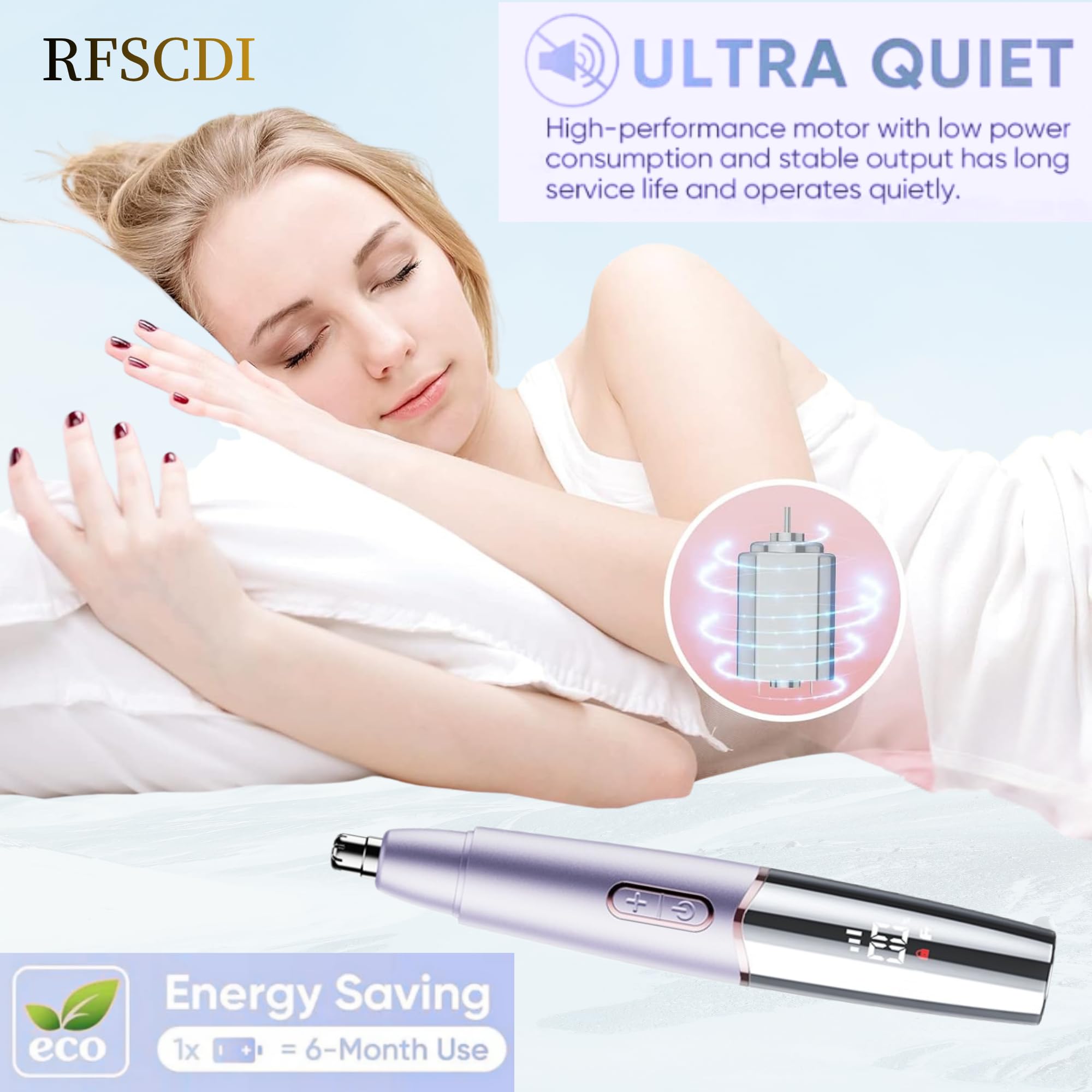 RFSCDI 5-in-1 Rechargeable Nose & Eyebrows Hair Trimmer - IPX7 Waterproof Dual Edge Grooming Kit for Men & Women, Perfect for Hair Removal of Nose, Facial, Arm, Bikini, and Ear Hair (Purple)