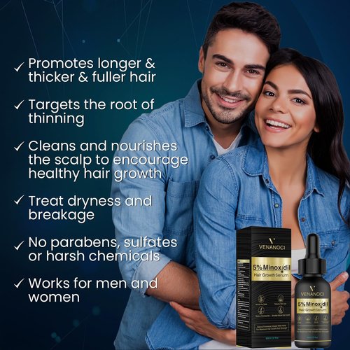5% Minoxidil Hair Growth for Men and Women: Biotin Hair Growth Serum for Hair Loss, Thinning, and Faster Regrowth Treatment - 60ML