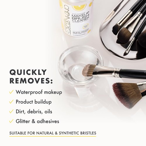 Cinema Secrets Makeup Brush Cleaner - Professional Quick-Drying Solution for Waterproof Makeup - Lemon Scent