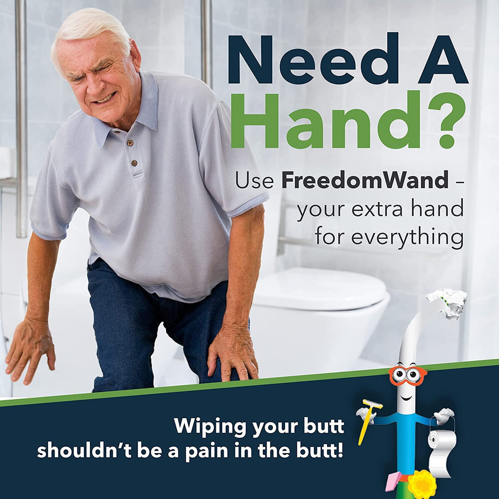 FreedomWand Multipurpose Toilet Aids - 20" Inch Wiping Aid Toileting for Women & Men, Butt Wiper Tool, Toilet Assist Device and Paper Extender, Ideal for Elderly, Disabled and Post Surgery Use