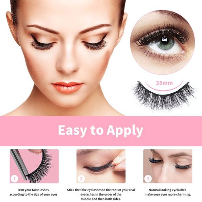 Mebver False Eyelashes Cat Eye Lashes Faux Mink Lashes Natural Look Fluffy Wispy Lashes That Look Like Extensions Pestañas Postizas D Curl Lash Strips Short Fox Eye Lashes 7 Pairs Pack