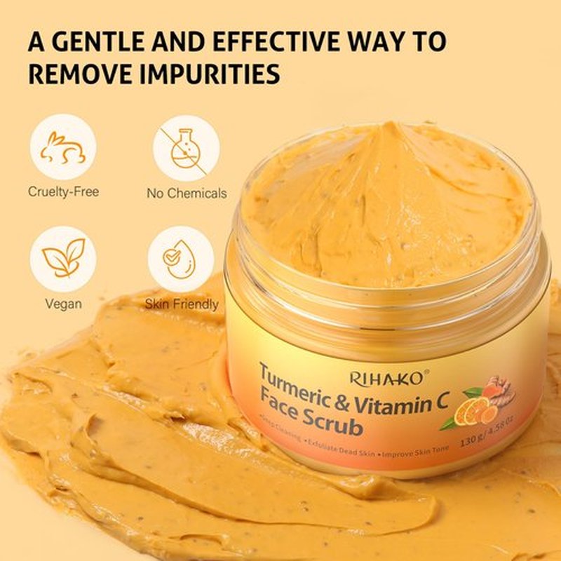 RIHAKO Easter Gifts for Women Turmeric Vitamin C Face Scrub-Turmeric Microdermabrasion Exfoliating Facial Scrub Vitamin C Face Exfoliator