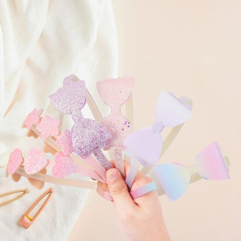 Lizioo 6 pcs Girls Headbands Sweet Girl Hair Accessories Glitter Bow/Flower/Star Hairband Cute Head band for Girls/Kids