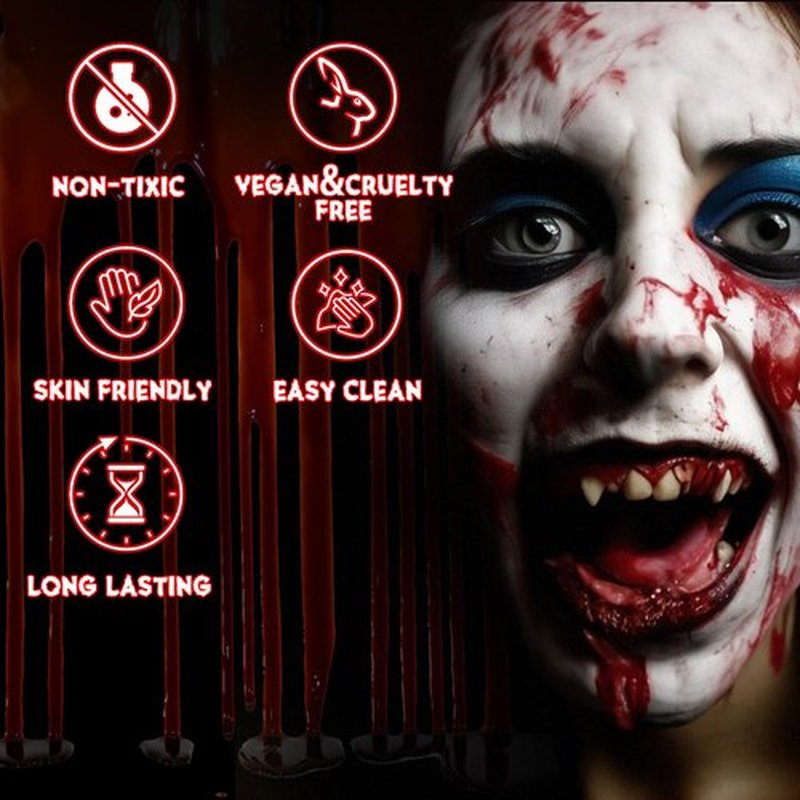 Halloween Fake Blood Makeup Kit, Blood Spray 2.1oz + Dripping 2.1oz + Coagulated 1.41oz(3PCS), Washable Realistic SFX Makeup for Cosplay, Clothes, Vampire, Zombie, Scary Clown