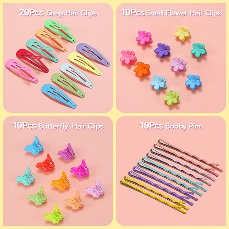 TsMADDTs Elastic Hair Ties, Colorful Hair Accessories for Baby Toddlers Kids Girls, 26 Colors Small Rubber Bands Set with Ties and Clips, Styling Tools