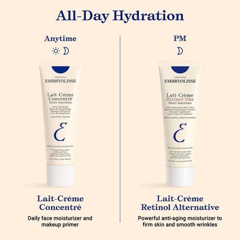 Embryolisse Lait-Crème Retinol Alternative Anti-Aging Face Moisturizer & Makeup Primer for Normal to Sensitive Skin. Reduces Fine Lines, Wrinkles & Puffiness, 2.54 Fl Oz