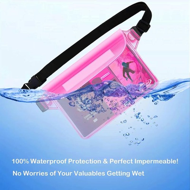 AiRunTech Waterproof Pouch - 2 Pack Waist Strap for Safe, Dry Phone & Valuables | Ideal for Beach, Boating, Swimming & Water Activities
