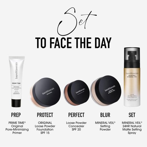 bareMinerals Original Mineral Veil Natural Matte Setting Spray, 24HR Makeup Lock & Oil Control, Alcohol-Free, Sweat & Transfer-Proof, Ultra-Fine Mist for Smooth, Matte Finish