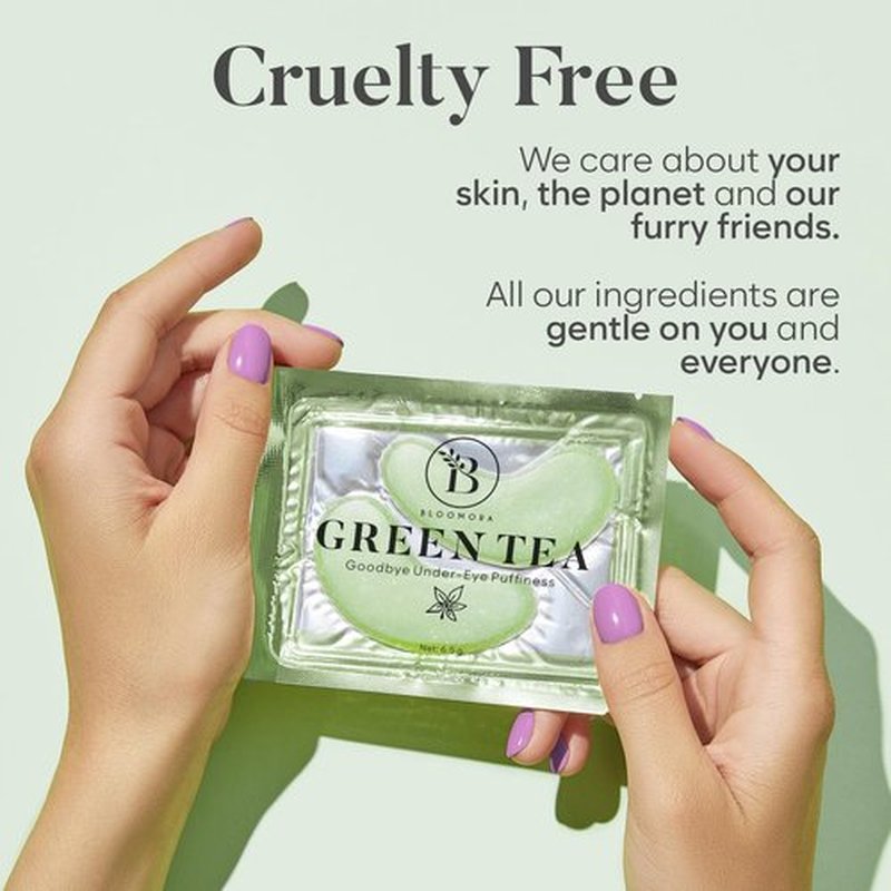 BLOOMORA Green Tea Under Eye Patches (20 Pairs) - Dark Circles & Puffiness Care - Hydrating Green Tea Eye Mask