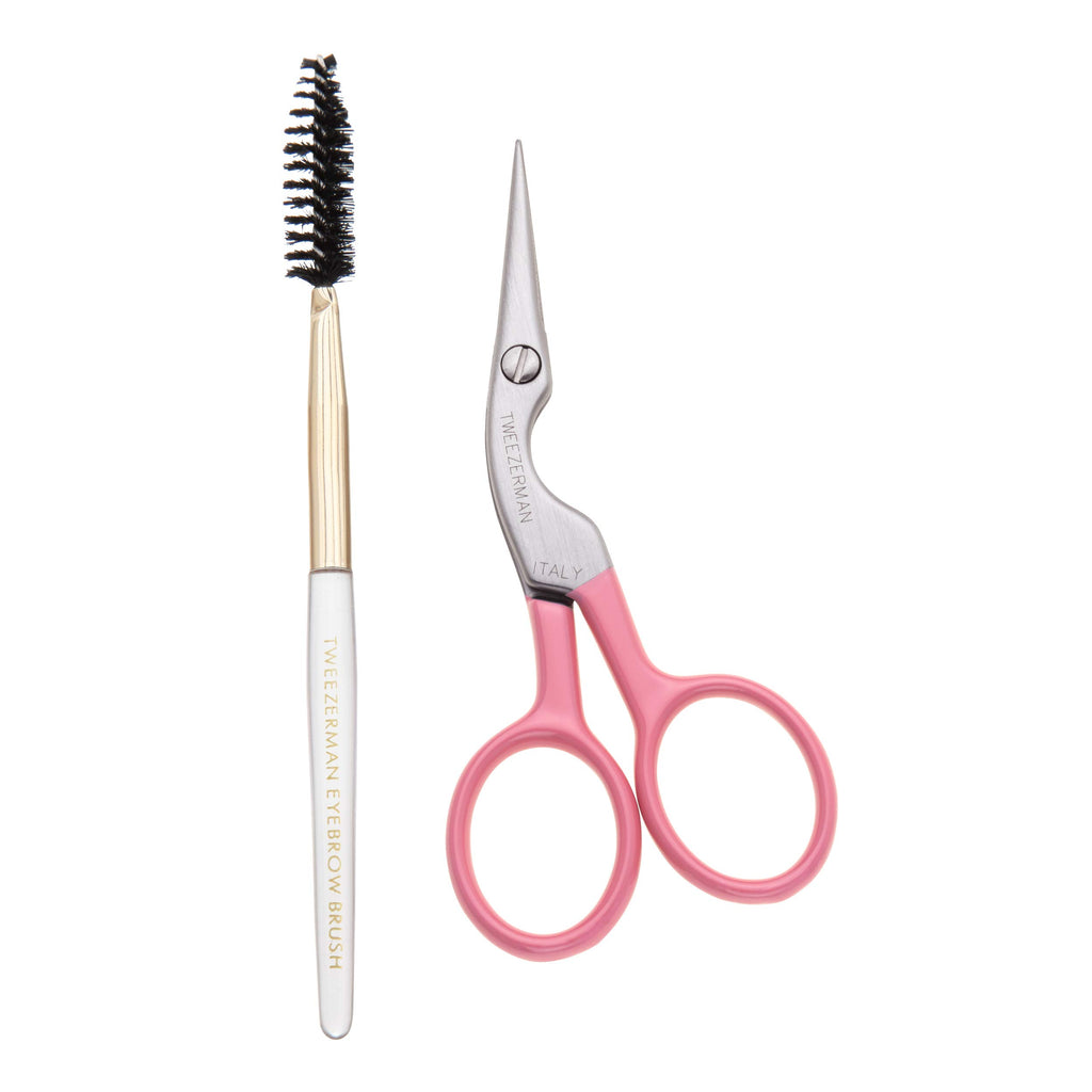 Tweezerman Exclusive Eyebrow Shaping Scissors & Brush Tea Rose