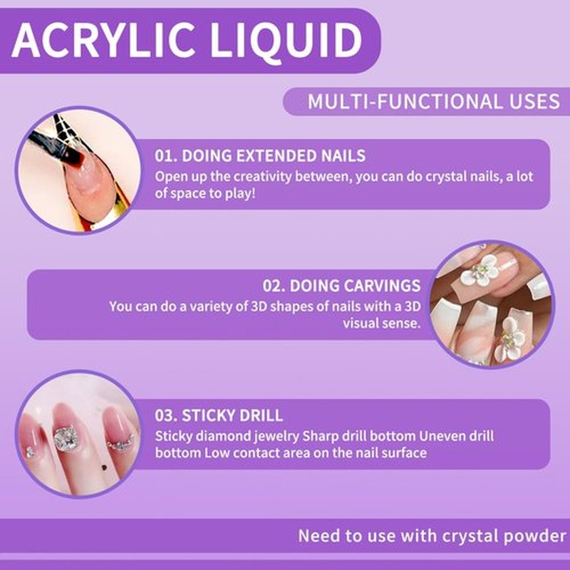 Gadcrystal Monomer Acrylic Nail Liquid,Nail Acrylic Liquid 240ml/8fl.oz,Acrylic Liquid for Nails,Acrylic Liquid Monomer,Acrylic Liquid for Acrylic Powder Nails Extension for Nail Art Manicure DIY