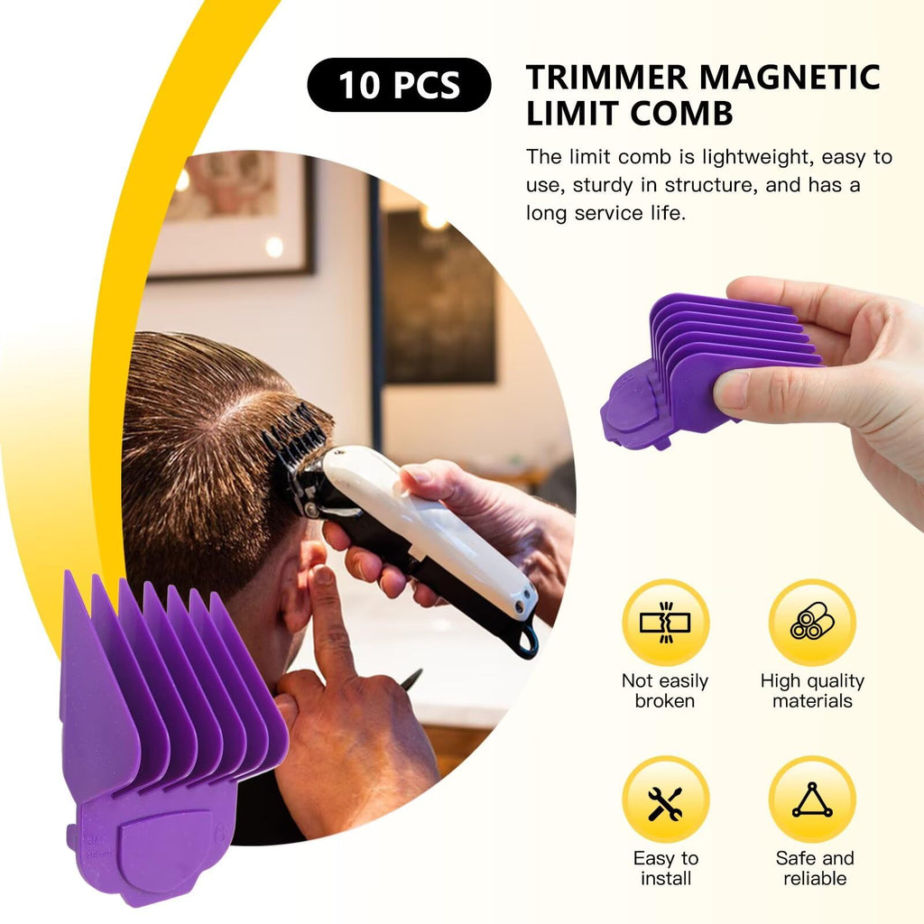 WELURE for Andis Clipper Guards 10-Pack - Magnetic Guide Combs for Master/MBA/MC-2/PM-1/PM-5 Models